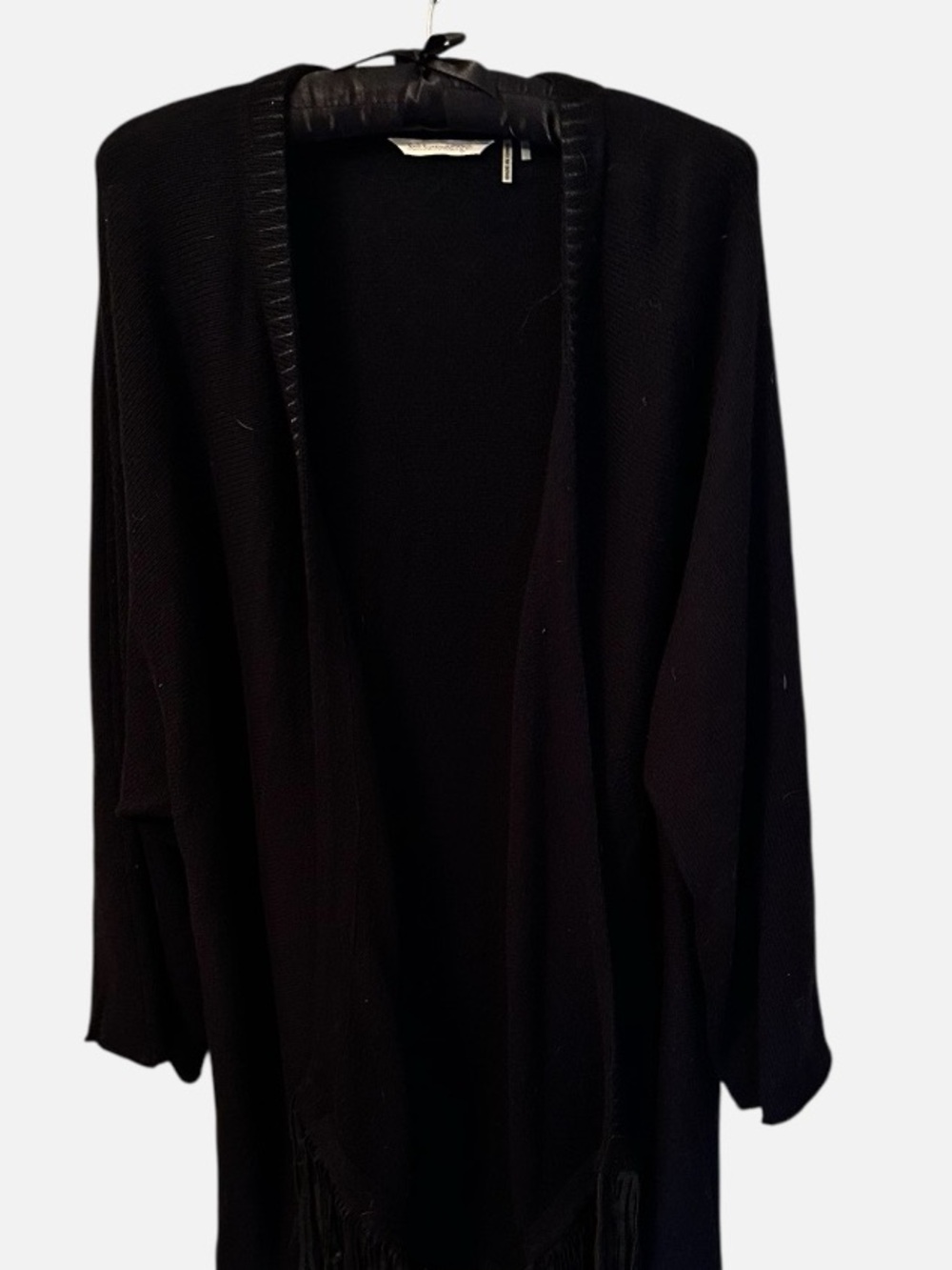 Soft Surroundings, 3x, sweater jacket, with leather like fringe, extra long.